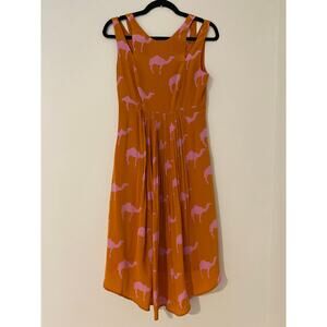 Charlotte by Charlotte Taylor Orange Pink Camel Animal Print Cut Out Midi Dress